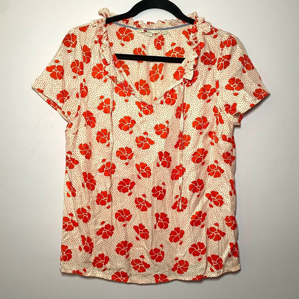 Boden Orange Floral Blouse